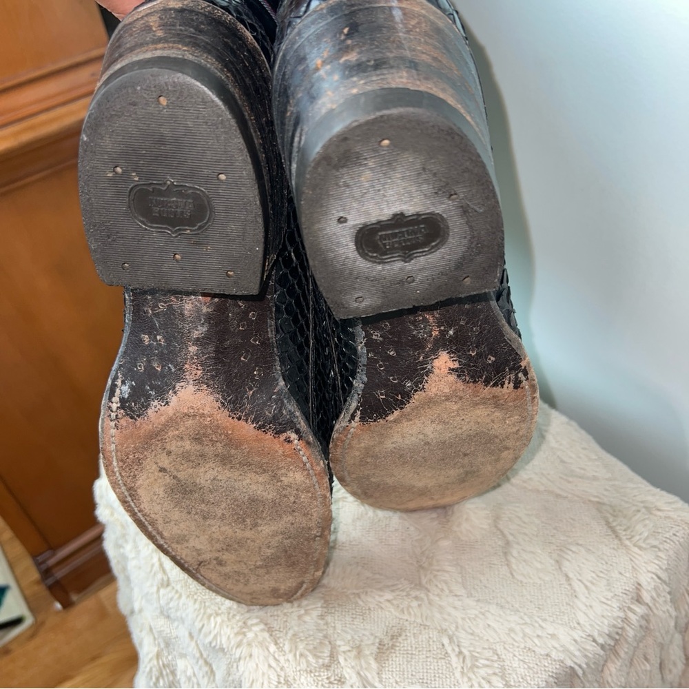 Nocona Black Python Cowboy Boots | Men's Size 8 | Exotic Leather Western Boots - Picture 9 of 17